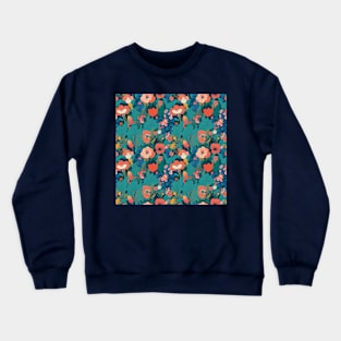 Blue and red floral pattern Crewneck Sweatshirt